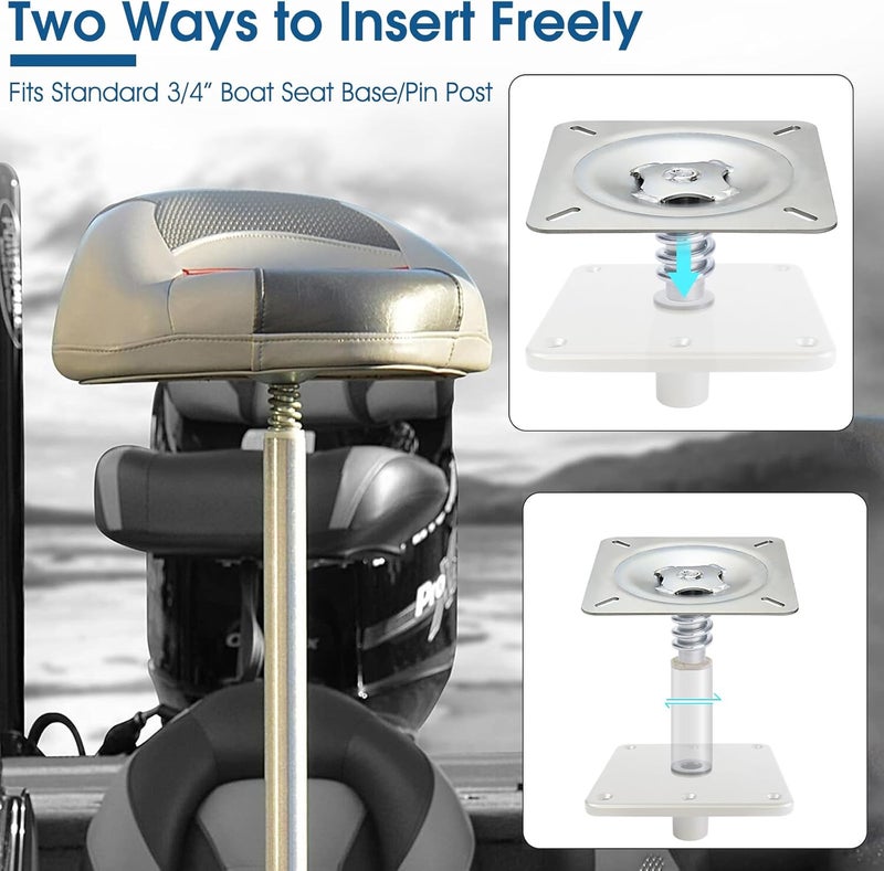 CLLOMAGY Boat Seat Base Pedestal Boat Seat Pin Mount Plated for 3/4" Marine Pedestal Post,Zinc Plated Steel Pin Swivel Mount for Marine Pontoon Jon Bass Fishing-2Pack - Image 2